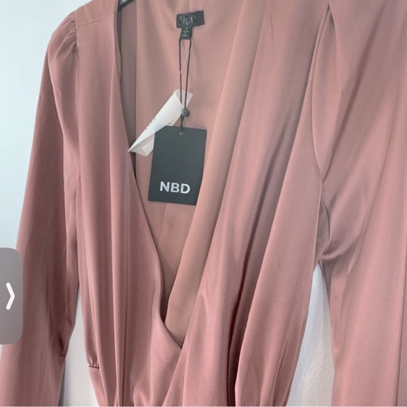 NBD Janet Wrap Long Sleeves Mini Dress in Mauve Size M - Picture 6 of 8
